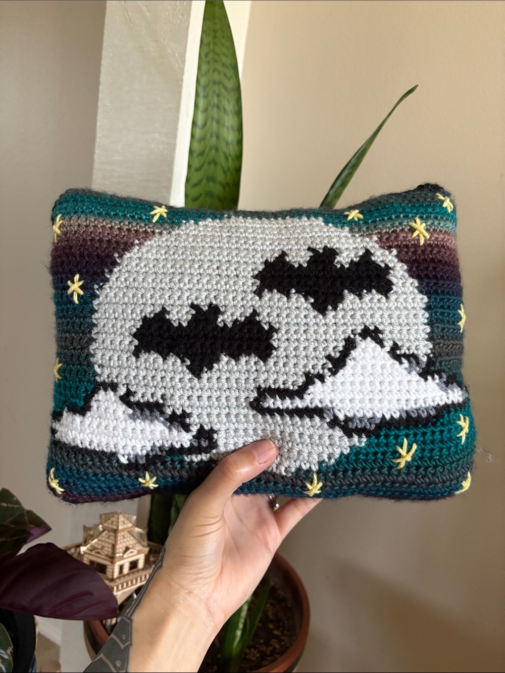 Halloween Throw Pillow | Full Moon Bats